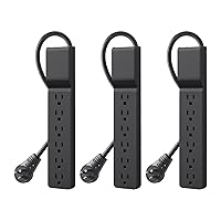 Belkin Power Strip Surge Protector with 6 AC Multiple Outlets - Flat Rotating Plug, 6 ft Long Heavy-Duty Extension Cord for Home, Office, Travel, Computer Desktop & Charging Brick (600 Joules) 3PK