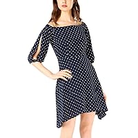 Womens Printed A-line Dress, Blue, 4