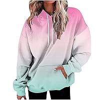 Oversized Gradient Hoodies Womens 2023 Hooded Sweatshirts Casual Loose Fitting Athletic Pullover Hoodie Sweater