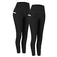 Fengbay 2 Pack High Waist Yoga Pants, Pocket Yoga Pants Tummy Control Workout Running 4 Way Stretch Yoga Leggings