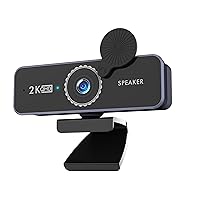 2K Webcam, USB Web Camera, Compatible with Zoom/Skype/Teams/Webex, PC Mac Desktop, MIC, Camera, Speaker 3 in 1, Face Optimization…