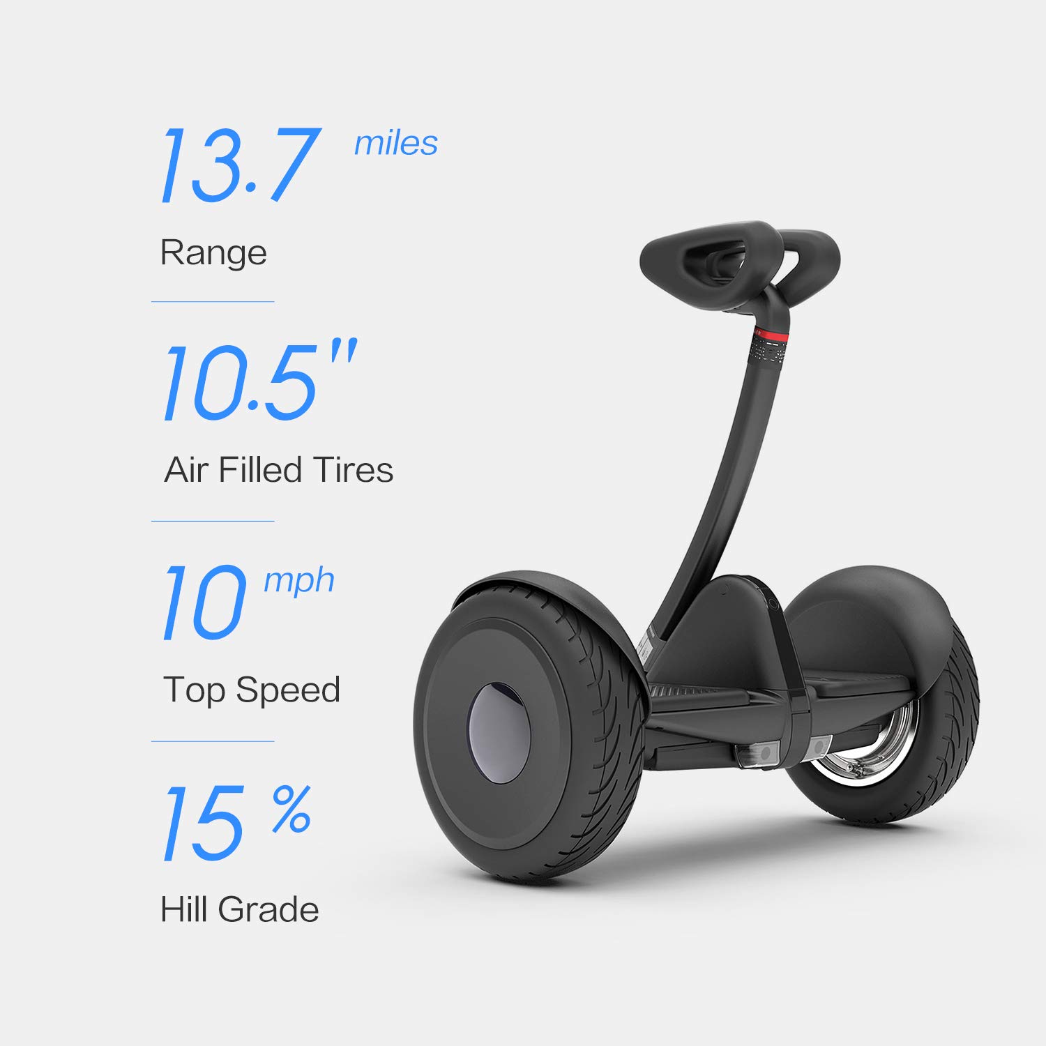 Segway Ninebot S Smart Self-Balancing Electric Scooter, 800W Motor (Ver.S MAX 1000), 13.7 Miles Range(Ver.S MAX 23.6)& 10MPH(Ver.S MAX 12.4), Hoverboard w/t LED Light, Compatible with Gokart Kit