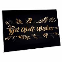 3dRose Image of Get Well Wishes Typography in Gold Look Leafy... - Desk Pad Place Mats (dpd-353551-1)