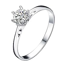 Solid Gold Engagement Ring Solitaire 0.5ct Moissanite Rings for Women Wedding Promise Free Engrave