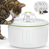 Pet Fountain Cat Water Dispenser Dog Water Fountain, Super Quiet Flower Automatic Electric Water Bowl with 3 Replacement Filters with LED Light for Cat and Dogs, Birds and Small Animals