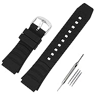 Men's Rubber Strap Replacement for Casio PRG-80 PRW-1000 PRW-1100 PAG-80 Ladies outdoor work waterproof silicone watch band wrist strap buckle(Black)