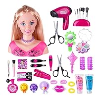 Kids Hairdressing Makeup Dolls 35PCS Hair Styling Dolls Hair Accessories Playset for Girls Children 35PCS Style2 Styling Doll for Kids