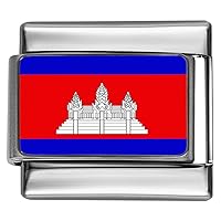 CAMBODIA CAMBODIAN FLAG Photo Italian 9mm Charm PC030 Fits Traditional Classic