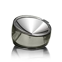 Felli Pet Oblik Whisker Fatigue Friendly & Anti Vomit Elevated Cat Food Water Bowl Stainless Steel Tilted Shallow Dish, Slanted Angled Metal Plate Dry Wet Feeder, Raised Acrylic Base (0.5 Cups, Smoky)