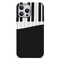 Black and White Piano Keys Protective Phone Case Slim Leather Case Shockproof Phone Cover Shell Compatible for iPhone 13 Pro Max