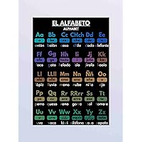 Arsharenkay SPANISH GERMAN Classroom Colorful Grammar Learning Black Educational Charts Educative Art Poster Prints Unframed (SPANISH ALPHABET POSTER, Spanish Letters, Chart for, 16x12 inch / A3 / 42x29 cm)