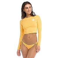 Body Glove Women's Standard Let It Be Long Sleeve Crop Top Rashguard with UPF 50, Canary
