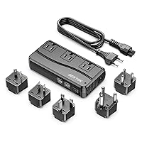 BESTEK 250W Power Converter 3-Outlet and 4-Port USB Travel Voltage Transformer 220V to 110V with Type G/D/M/AU/US Travel Plug Adapters