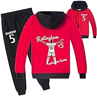 Youth Jude Bellingham 2 Piece Graphic Outfits-Cotton Zipper Jacket and Long Pants-Loose Fit Sweatsuit(2T-16Y)