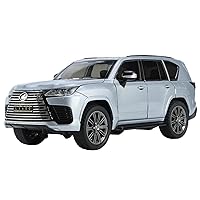 Scale Model Vehicles 1:24 for Lexus Lx600 SUV Car Model Sound and Light Pull-Back Toy Car Finished Vehicle Ornaments Diecast Model (Color : Silver)