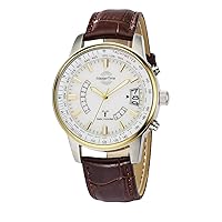 Master Time MTGS-10348-11L Radio Quartz Multiband World Time Men's Watch Analogue with Leather Strap, Strap.
