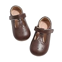Cute Mary Jane Flats for Girls Closed Round Toe Ankle Strap Hook and Loop Pumps Toddler Little Kids Big Kid Casual Party School Uniform Dress Shoes Lightweight