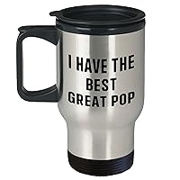 Funny I Have The Best Great Pop Travel Mug | Unique Gifts for Pop | Stainless Steel 14oz Mug | Double-Wall Insulation | Dishwasher-Safe Lid | Gifts from Kids for Father's Day