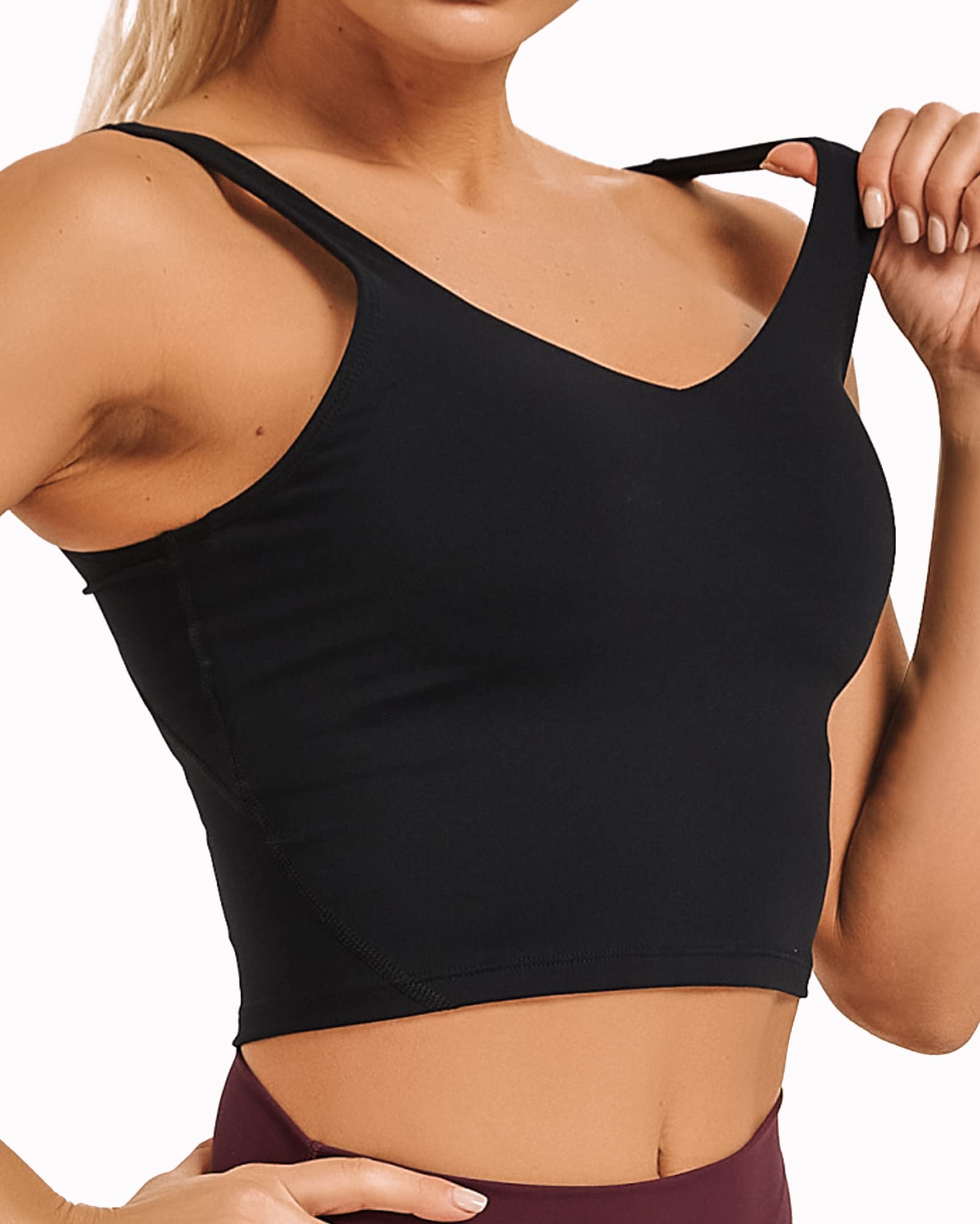 Stelle Longline Sports Bra for Women Wirefree Padded Yoga Bras Tank Tops Fitness Workout Running Top