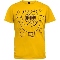 Spongebob Squarepants - Mens Gel Print Face Costume T-shirt Small Yellow