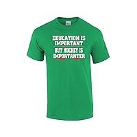Hockey is Important But Education is Importanter T-Shirt Sports Athletics Humor Funny Humorous Ice Skating Puck Rink-Kelly-6Xl