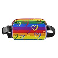 Hearts Valentines Day Fanny Pack for Women Men Belt Bag Crossbody Waist Pouch Waterproof Everywhere Purse Fashion Sling Bag for Hiking Cycling