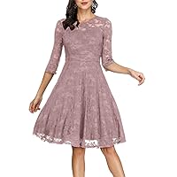 Dresses for Wedding Guest Lace Floral Elegant Party Cocktail Dress for Women Evening Party Grey Pink