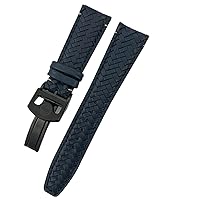 for IWC Portugieser Big Pilot IW377714 IW394005 Leather Watch Strap Blue Wristband 20mm 21mm 22mm Premium Cowhide Strap (Color : Blue Black Buckle1, Size : 21mm)