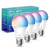 Light Bulbs, Full Color Changing Dimmable Smart WiFi Bulbs Compatible with Alexa and Google Home, A19, 9W 800 Lumens,2.4Ghz only, No Hub Required, 4 Count (Pack of 1), Multicolor (KL125P4)