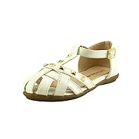 Girl's Stylish Closed Toe Cut Out Stud Summer Sandal T Strap Toddler Size
