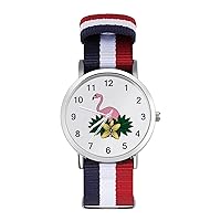 Tropica Flamingo Bird Flower Printed Quartz Watches Fashion Arabic Numerals Wrist Watch with Adjustable Strap for Men Women