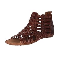Womens 200 Cognac Authentic Mexican Huarache Sandals Leather Ankle Zipper