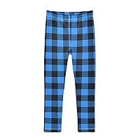 Plaid Leggings for Girls Stretch Pants Soft Girls Leggings Ankle Length Leggings for Kids Toddler 4-10 Years