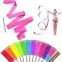 24-Pack Rainbow Dance Ribbons Twirling Streamer Wands Preschool Class Valentine’s Day Gift with Cards for Kids Loot Bag Fillers Rhythmic Gymnastics Ballerina Party Favors