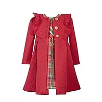 Bonnie Jean Girl's Holiday Christmas Dress and Coat Set for Baby, Toddler and Little Girls