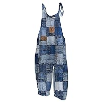 Wide Leg Jumpsuit With Pockets Print Jumpsuits Summer Casual Loose Adjustable Strap Sleeveless Overalls, S-3XL