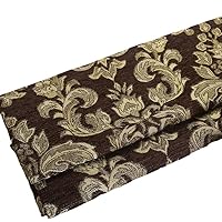Thick European Jacquard Chenille Upholstery Fabric for Sofa Chair Decoration - Damask Pattern (Chocolate,6 Yard pre Cut)