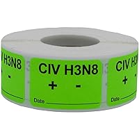 CIV H3N8 Vaccine Veterinary Labels 1 x 1.5 Inch 500 Total Stickers