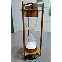 Antique Vintage Brass Sand Timer Hourglass with Compass with Attractive Variations (Vintage Sundial, Brass)