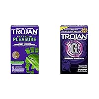TROJAN Extended Pleasure Climax Control Extended Pleasure Condoms, 12 Count & G. Spot Premium Lubricated Condoms - 10 Count