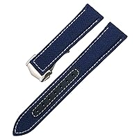 for Omega Seamaster 300 AT150 Nylon Strap 19mm 20mm 21mm 22mm Canvas Leather Watchbands (Color : Blue White 1, Size : 22mm)