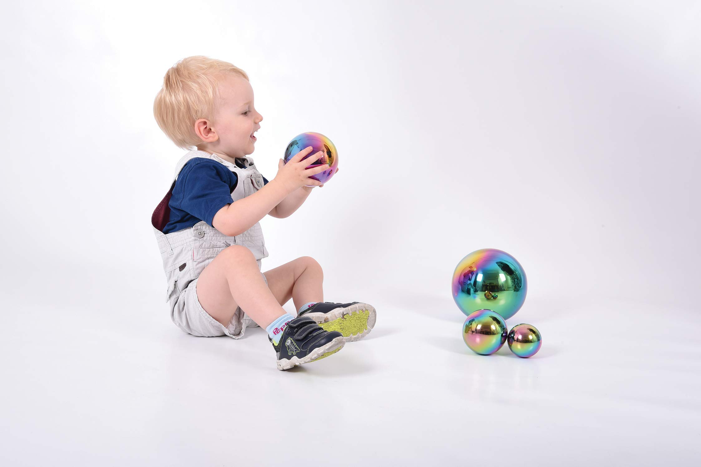 TickiT - 72221 Sensory Reflective Balls - Color Burst - Set Of 4 - Ages 0m+ - Mirrored, Iridescent Spheres For Babies And Toddlers - Calming Sensory Toy