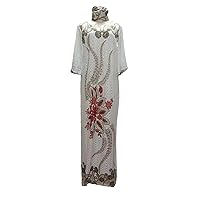 African Lace Dresses for Women Embroidered Sequin Maxi Robe Muslim Hijab Abayas Ankara Robe Africaine