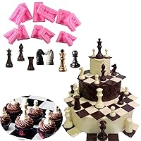 International chess game 6 sets fondnat silicone mold 3D double-sided printing gum paste mold chocolate candy mould baking clay cupcake toppers decorating cake tools