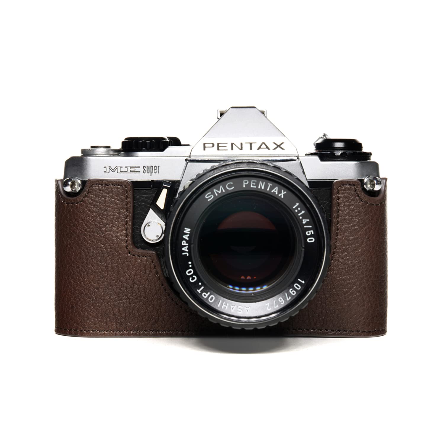 TP Handmade Genuine Real Leather Half Camera Case Bag Cover for Pentax ME ME Super MV MV-1 (Coffee, CameraCase)