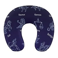 Zodiac Signs in Sky Soft Memory Foam Pillows U Shaped Airplane Travel Neck Pillow Removable Cover