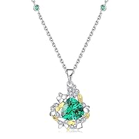 JewelryPalace Chinese Rice Pudding 1.8ct Nano Simulated Emerald Pendant Collor Necklace for Women, 925 Sterling Silver Pendant Necklace, Gemstone Jewellery Sets 18 Inchs Chain