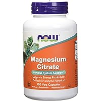 NOW Magnesium Citrate 400 Milligram 120 Veg Capsules, 2 Pack