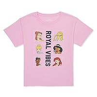 Disney Princess Girls' Royal Vibes 6 Princess Block Design T-Shirt