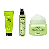 Green Tea Matcha Face Cleanser, Green Tea Facial Toner, Green Tea Face Scrub Set